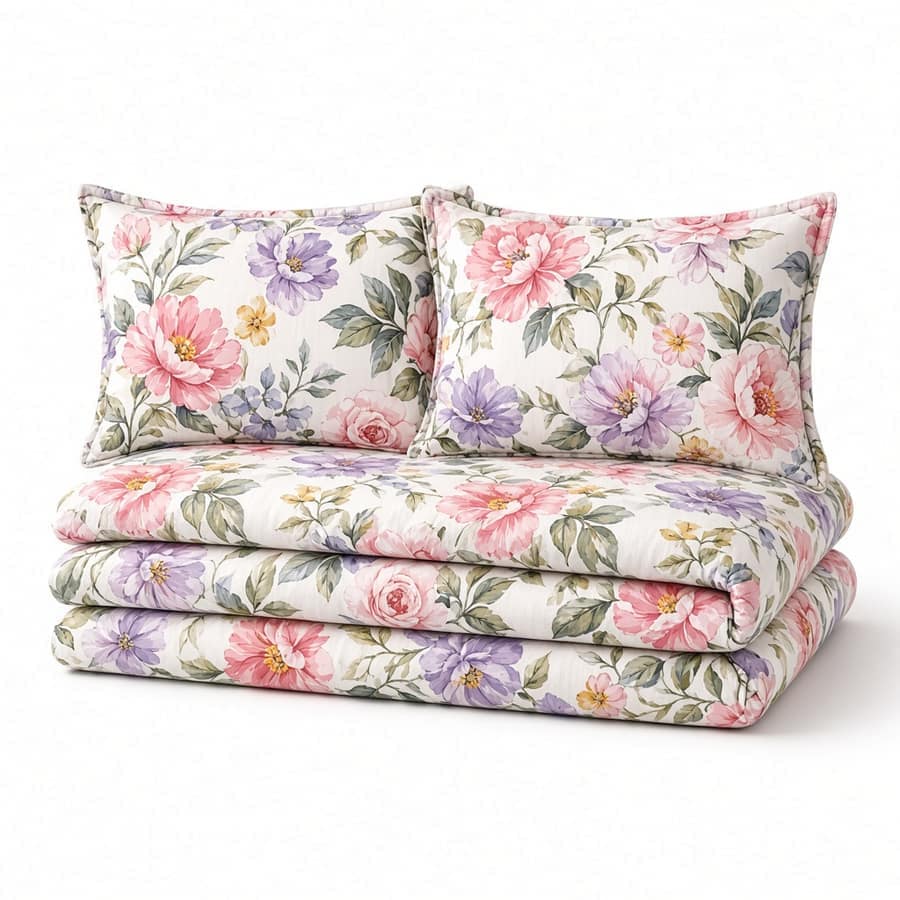TranquilWave Floral Duvet Set